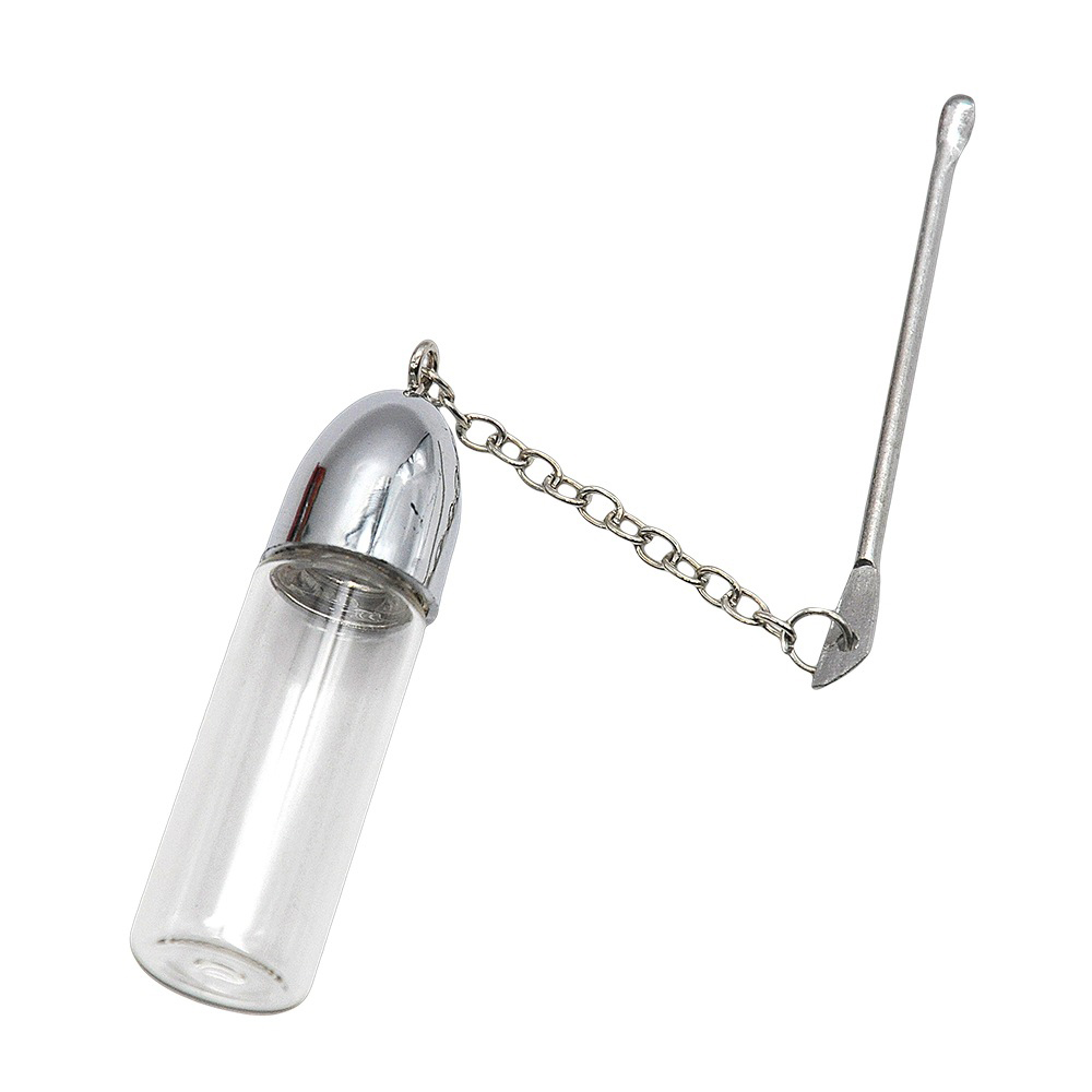 57 mm szklana tabakła pigułki pudełko butelka srebrna przezroczysta brązowa fiolka z metalową łyżką przyprawy kula rakieta snoorter sniffer palenie z pudełkiem z wyświetlaczem