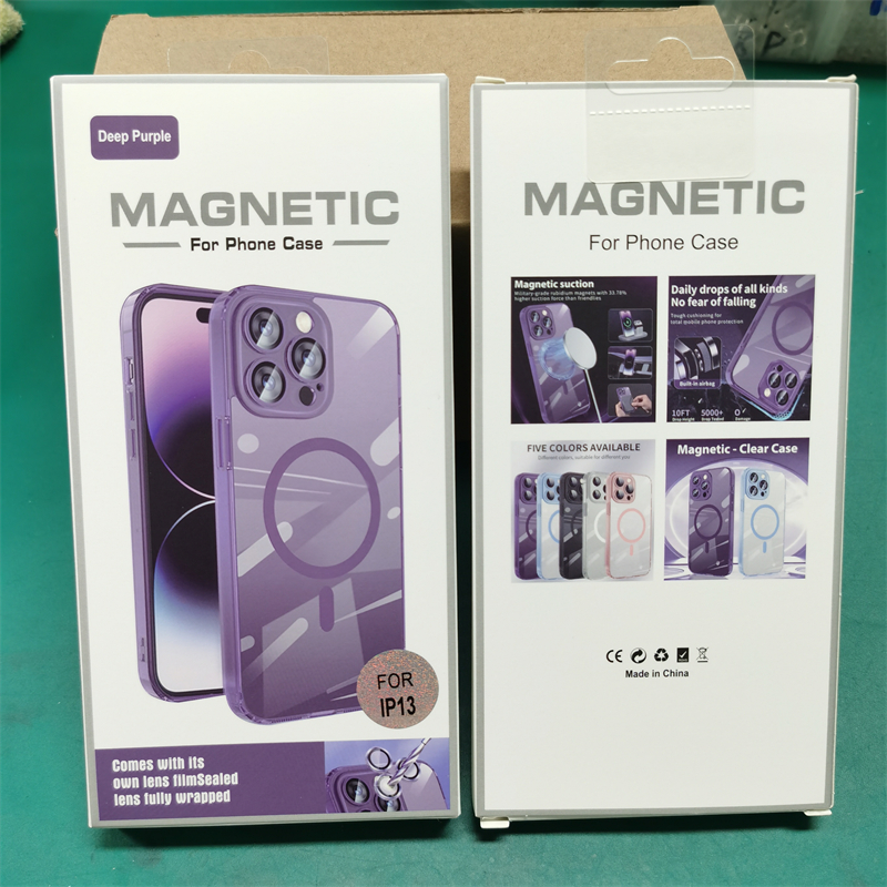 Étui magnétique haut de gamme avec protecteur de film d'objectif d'appareil photo pour iPhone 15 15Plus 15Pro Max 14 Plus 13 12 11 Pro Max avec emballage de boîte de vente au détail 5 couleurs