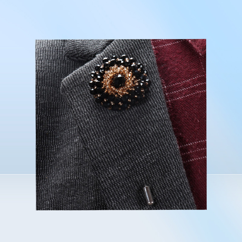 Hand Sewing Beads Brooch Pins Men Classic Wedding Boutonniere lot Mens Felt Lapel Flower Lapel Pin3410404