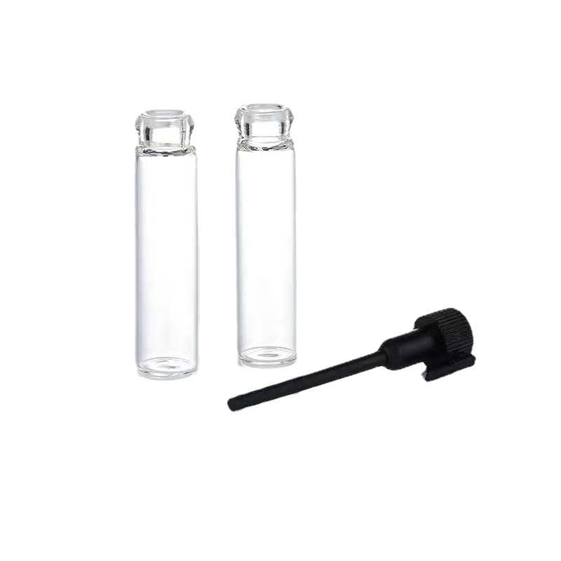 Glass Perfume Bottles 1ml 2ml 3ml Essential Oil Empty Sample Test Tubes Vials With Black White Plastic Stopper Liquid Fragrance Cosmetic Packaging Trial Bottle