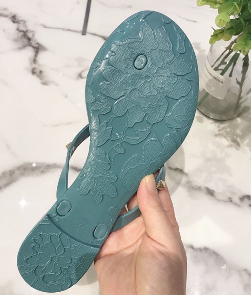 Modedesigner tofflor nit bågsandaler sommar kristallskor kvinnors utomhus hantverk flip flops