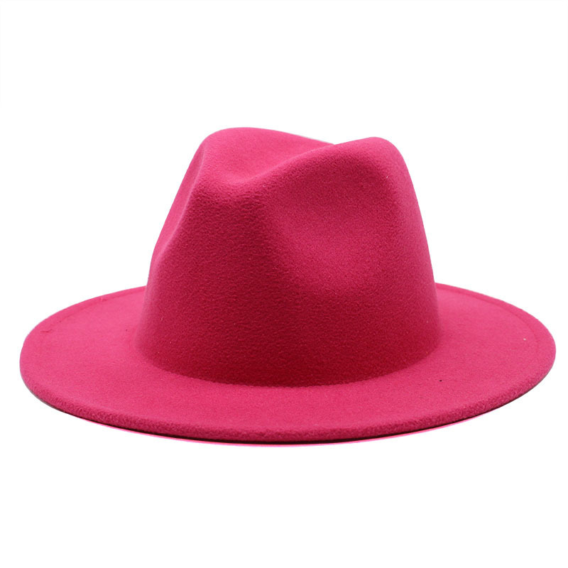 Filz-Fedora-Hut für Damen und Herren, Fedoras, Herbst-Winter, Vintage-Jazz-Hüte, dicke warme Top-Kappe für Damen, einfarbig, Trilby, Weihnachtsfeier, 7 cm, 26 Farben