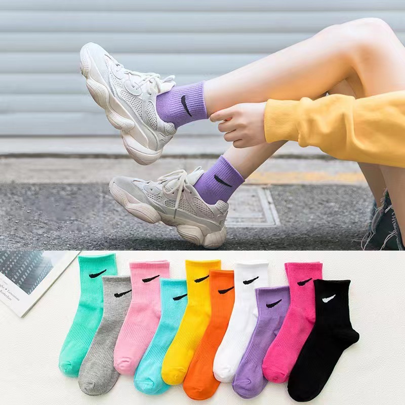 5 double set of hook socks women's network red tide brand ins candy color sports academy wind sports, casual cotton socks