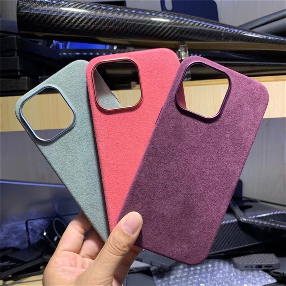 Magnetic Genuine ALCANTARA Leather Case for iPhone 15 Pro Max 14 Soft-Touch Cover