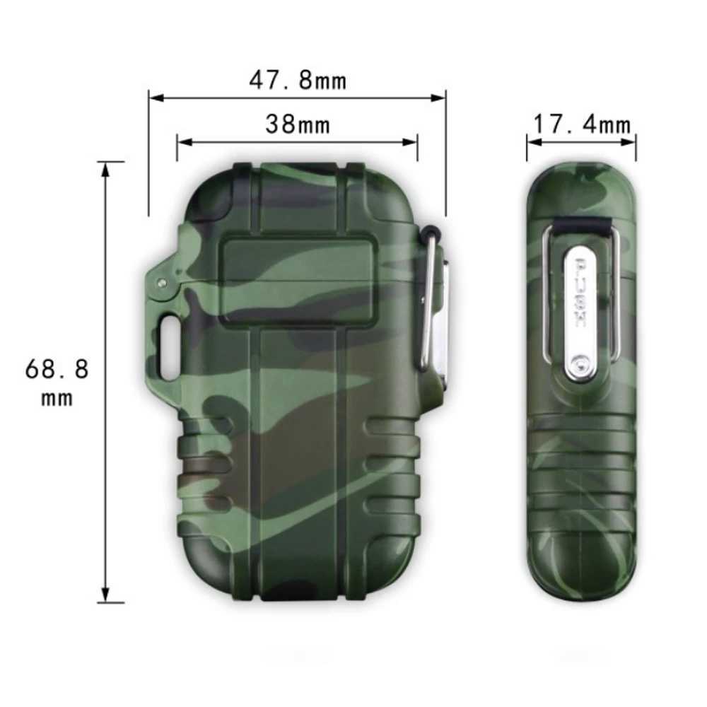 Briquets extérieur étanche Camouflage torche briquet Cool lanière survie Camping Gadgets rechargeable Butane pas de gaz coupe-vent pistolet briquets K9JT