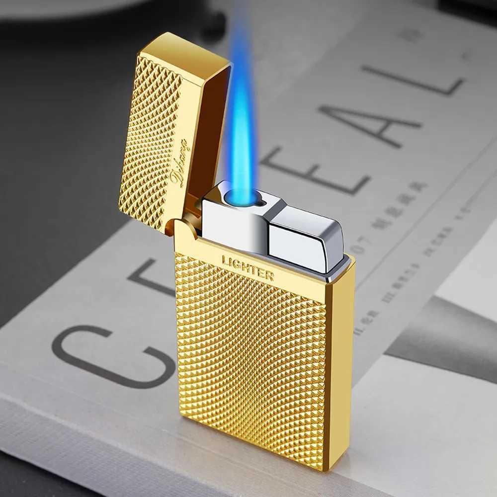 Lighters 100% New vintage Blue Flame Butane Turbo Lighter Metal Bright Sound No Gas Lighters Windproof For Cigarette Smoking Accessories G95G