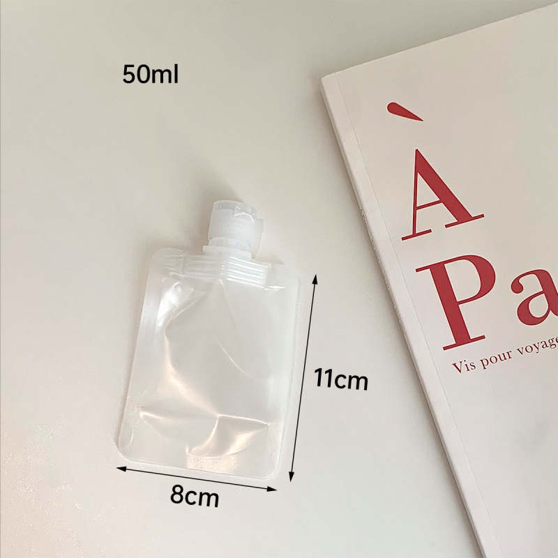 Portable Travel Refillable Cream Liquid Sample Packaging Bags 30ml 50ml 100ml Plastic Empty Squeeze Stand Up Pouch Split Bottles Suction Shampoo Face Cream Storage