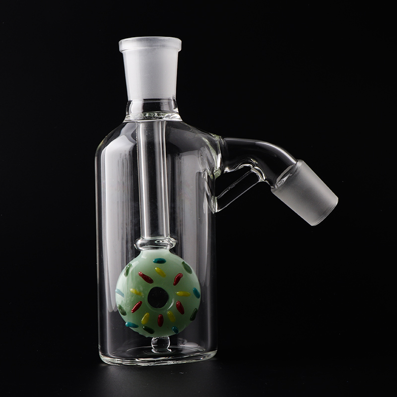 5.3" Ash Catcher with Showerhead Dropdown Recycler Glass Bong Dab Rig Smoking Water Pipes Bubbler Colorful Donut Design