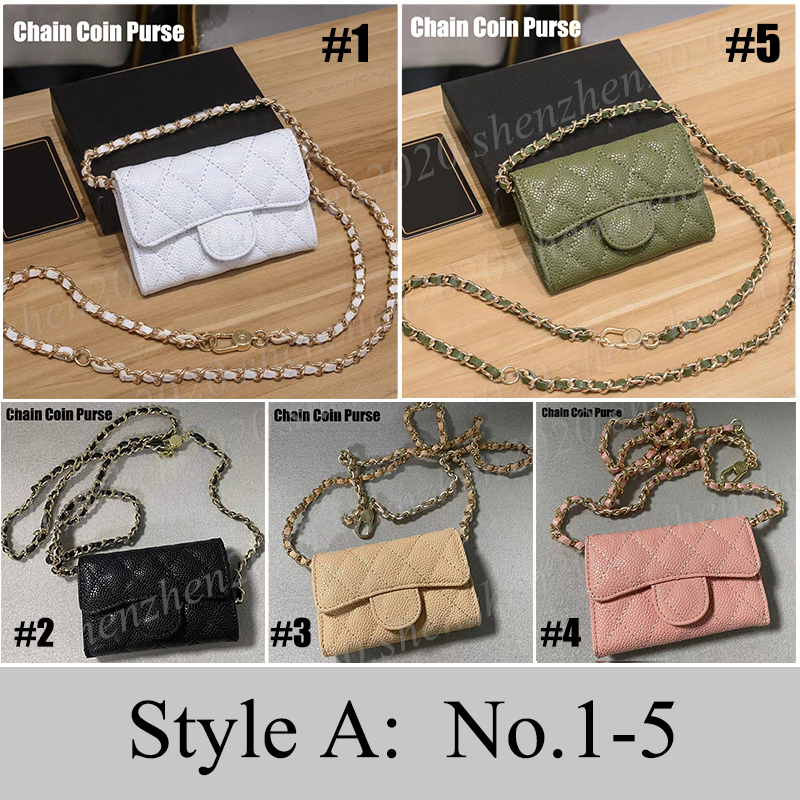 4Styles 19Options Fashion Mini Card Bag With Metal Logo Pouch Credit Card Holders Chain Coin Purse