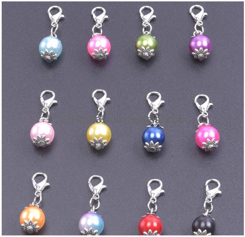 Fashion Charms med hummerlåslegering dingle Imitation Pearl DIY för smycken tillverkningstillbehör storlek1.22*0,39 