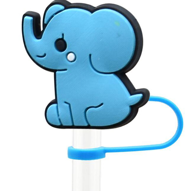 8Styles Cartoon Animal Straws Dust Plug Toppers täcker Cap Drink Dekorationstillbehör för 8mm sugrör Skyddande charm