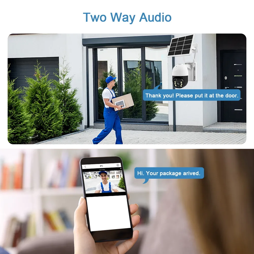 Cámara IP Solar PTZ giratoria de 5MP, 360 grados, tarjeta SIM 4G/WIFI, detección de movimiento, alarma, grabación, visión nocturna a Color, cámara de seguridad CCTV