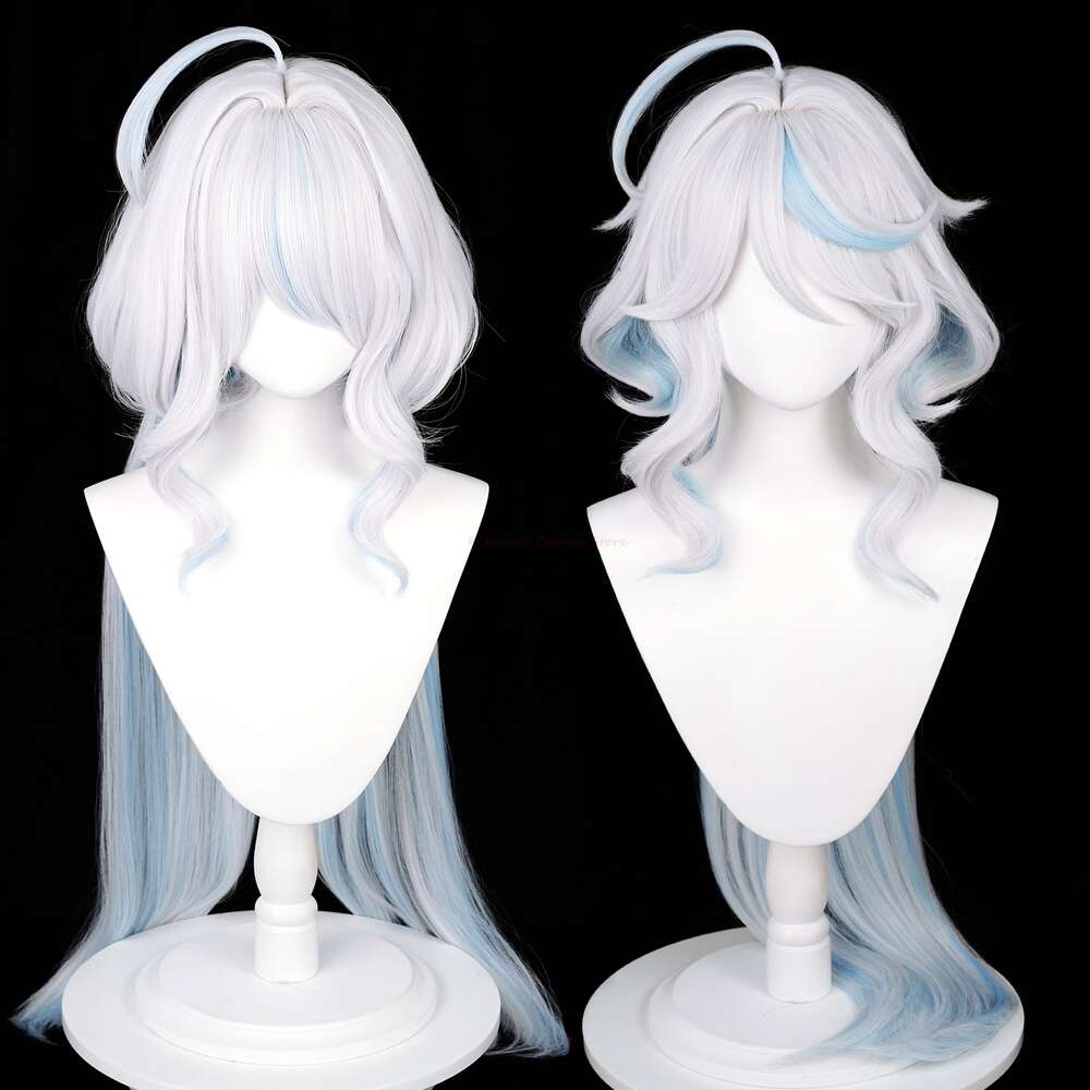 Genshin Impact Focalors Cosplay perruque longue Sier blanc bleu perruque Cosplay Anime Cosplay perruques résistant à la chaleur Furina Focalors Wigscosplay