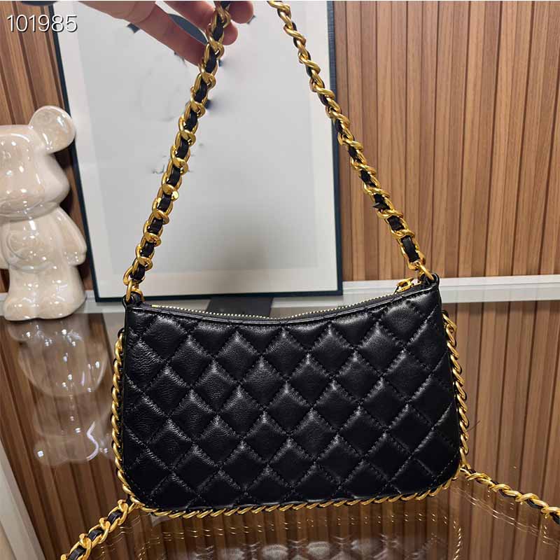 Handtasche Damen Designer-Tasche Luxus-Geldbörse Leder-Umhängetaschen Mode gewebte Kette einzigartiger Prozess Clutch-Umhängetasche einfache Diamantgitter-schwarze Geldbörse