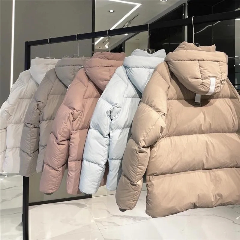 Women's Parkas G Down Jacket C Women's Short White Pink Label Pastels Series Parker Men Macarons Junction Trendy Hooded Capsule Bread Jackets XS SMLXL