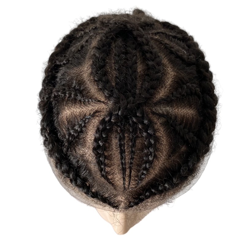 Top Quality Brasileiro Virgem Substituição de Cabelo Humano Duplo 8 Milho Tranças Peruca 8x10 Full Lace Topper para Mulher Negra