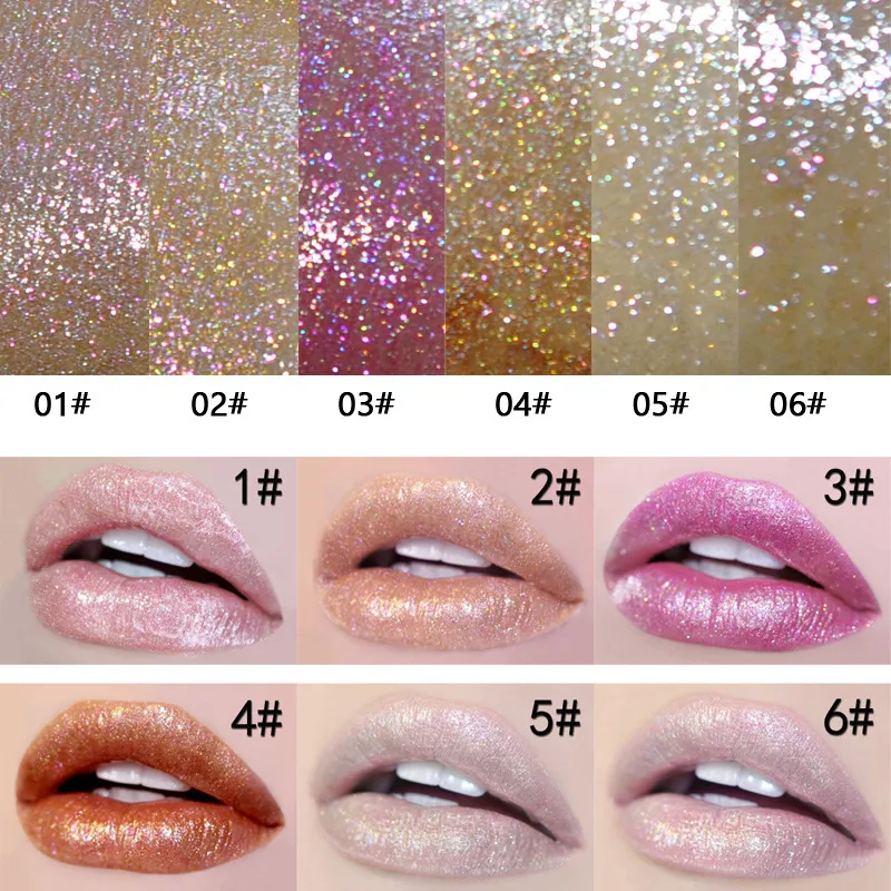 Handaiyan Lipgloss-Röhren, Luxus-Lippenstift, Glitzer-Ligloss-Pigment, matt, samtig, langlebig, Antihaft-Cup-Make-up-Lipgloss