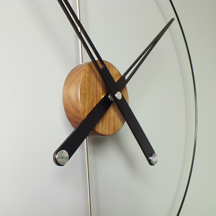 Diamètre 80CM Europe du Nord moderne minimaliste horloge murale espagnole unipolaire unicercle noyer noir bois massif grande aiguille horloge de personnalité