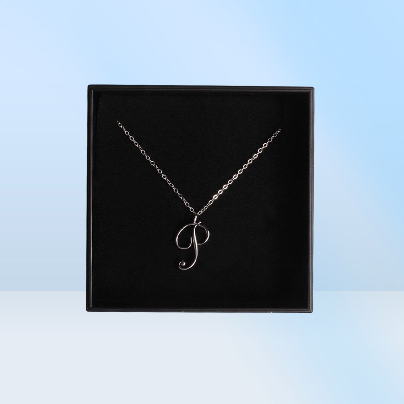 Minimalistisk initial alfabet P engelska hänge halsband Tiny Word Letter Monogram Charm Metal Engagement Lucky Woman MOMER MOME038153141