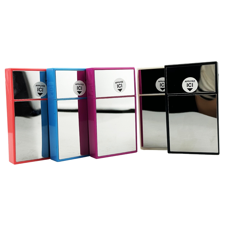 Étui à cigarettes en plastique coloré, boîte de rangement, boîtier exclusif, ouverture automatique, couvercle rabattable, résistant à l'humidité, conteneur