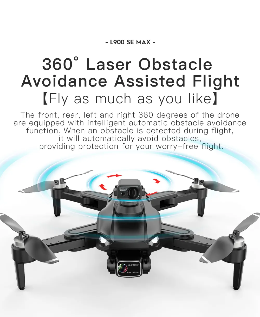 L900 Pro SE Max Drone 4K Profesyonel Kamera 5G WiFi FPV 360 ° Engeli Kaçınma Fırçasız Motor RC Quadcopter Mini Dron Oyuncak