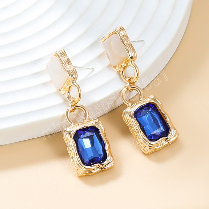 Fashionable Metal Square Resin Earrings for Women's Exaggerated and Elegant Dangle Earings Banquet Jewelry Accessories