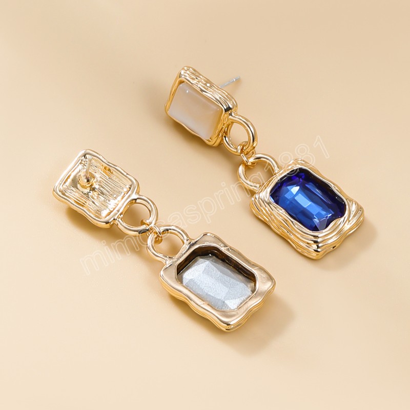 Fashionable Metal Square Resin Earrings for Women's Exaggerated and Elegant Dangle Earings Banquet Jewelry Accessories