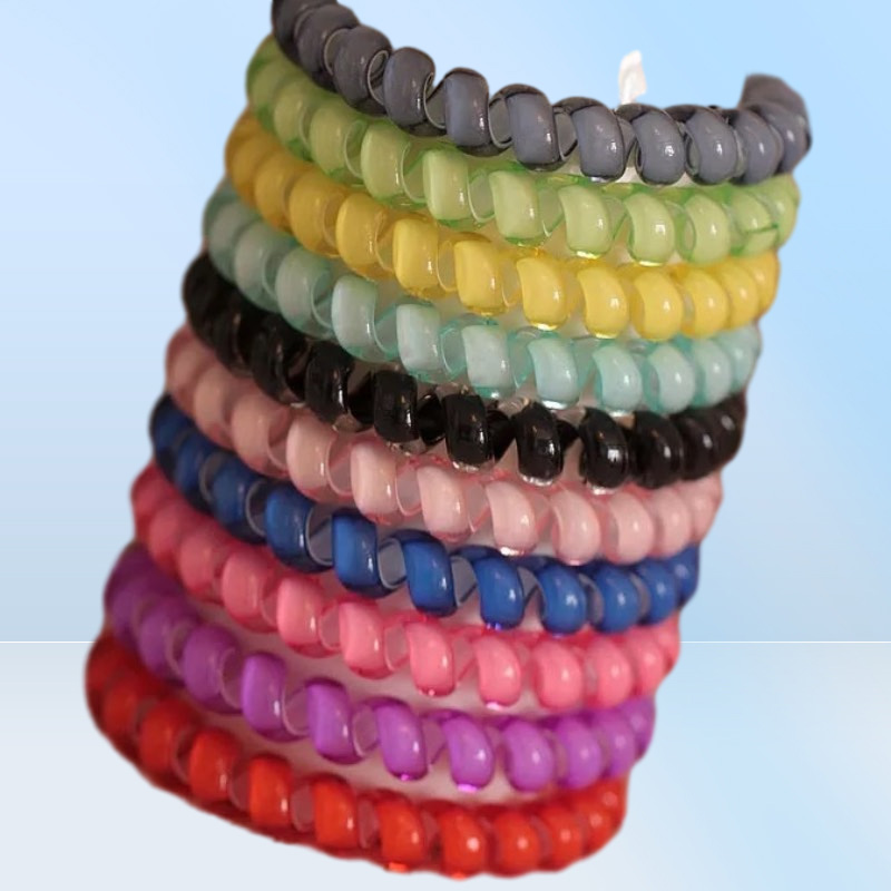 Colorful Telephone Wire Cord Pony Tails Holder Gum Good Quality Girls Elastic Hair Rope Candy Color Bracelet 8868091