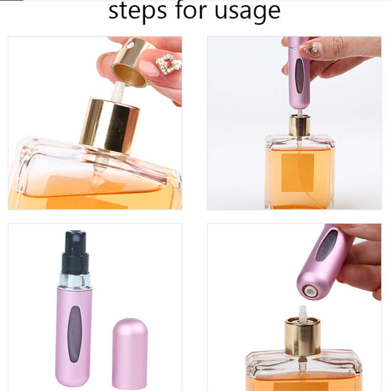 Portable 5ml Bottom Filling Pump Sprayer Perfume Bottles Aluminium Mini Essential Oil Empty Sample Test Tubes Atomizers Travel Cosmetic Packaging Trial Tester