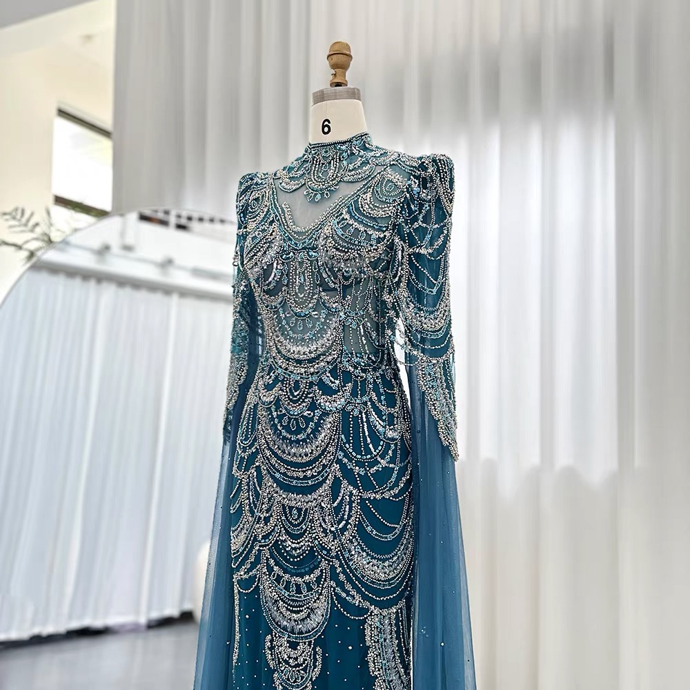 Luxury Evening Dress Fishtail Floating Sleeve Banquet Dubai Arab Robe AS145