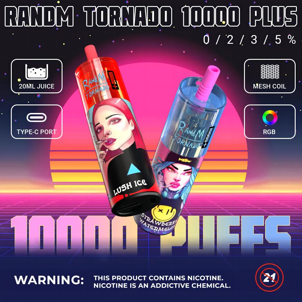 Оригинальная одноразовая электронная сигарета RandM Fumot Tornado 10000 Plus, перезаряжаемая сетчатая катушка, устройство для вейп-ручки, 20 мл, стручки, тележки R и M Vapes, 14 цветов, слойка 10 тыс.