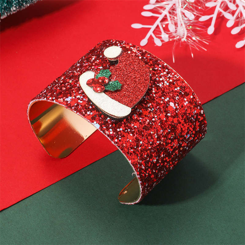 Bracciale rosso di Natale in ferro Gioielli 6,8 cm Decorazioni cinturino in plastica Giocattolo di Babbo Natale Design dei cartoni animati Buon Natale Capodanno Regalo festivo Forniture feste Ornamento