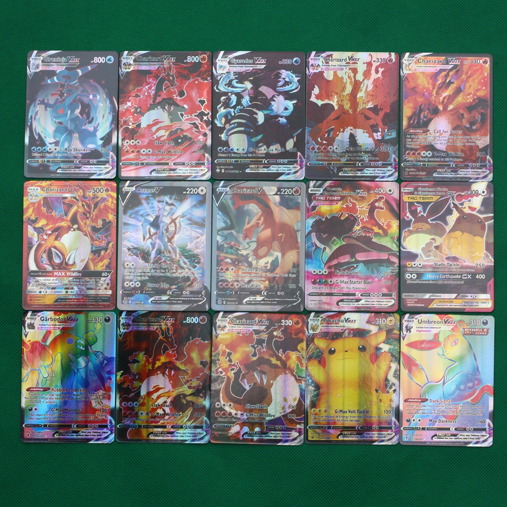 Pokemon Ticaret Kartı Oyunu için Full Art TCG Kartları VSTAR V VMAX 100 KART HOLO Nadir Carte Pokemon