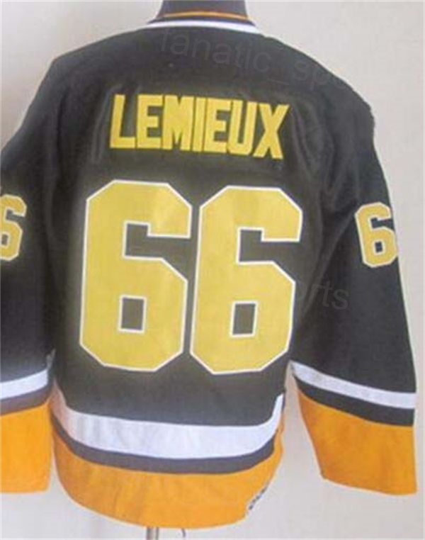 Retro 66 Lemieux CCM Hockey Jersey Vintage Classic Retire All Stitching For Sport Fans Breathable Pure Cotton lack White Blue Yellow Team Color Pullover Mens