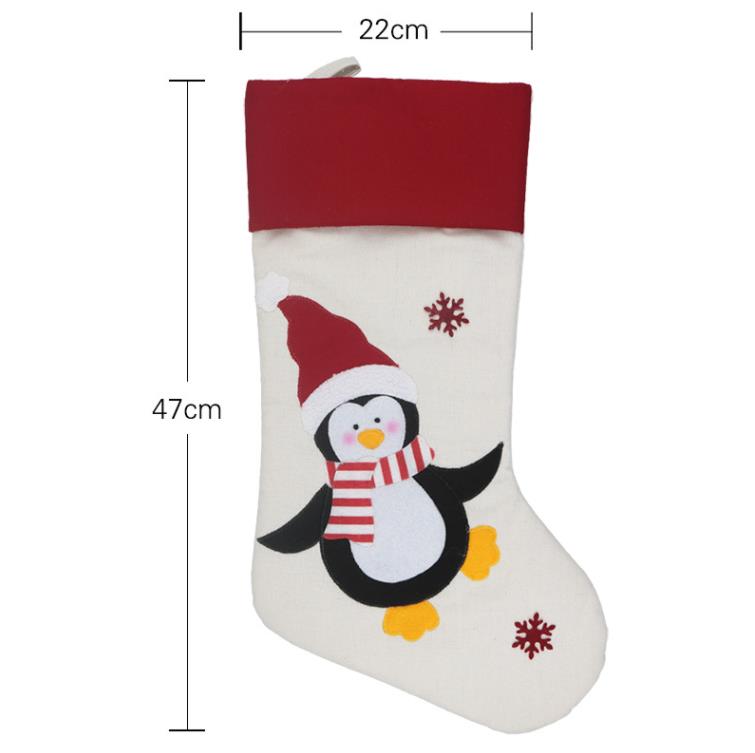 Ornements de Noël en lin Bas Chaussettes avec Père Noël Noël Joli sac pour enfants Sac cadeau de bonbons Cheminée Décoration d'arbre de Noël SN4481