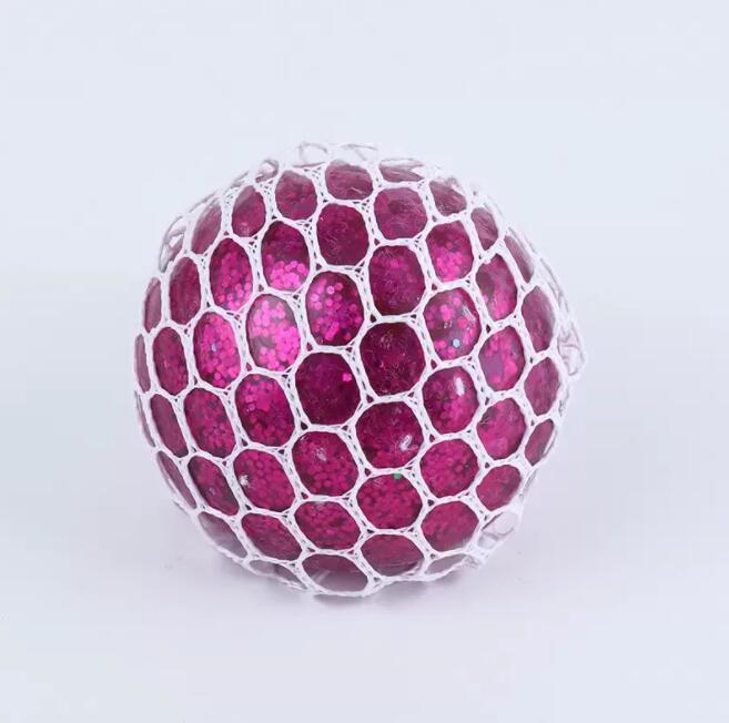 6.0 CM Tamaño grande Glitter Powder Mesh Squish Grape Ball Fidget Toy Anti Stress Venting Squishy Balls Squeeze Toys Descompresión Ansiedad Alivio