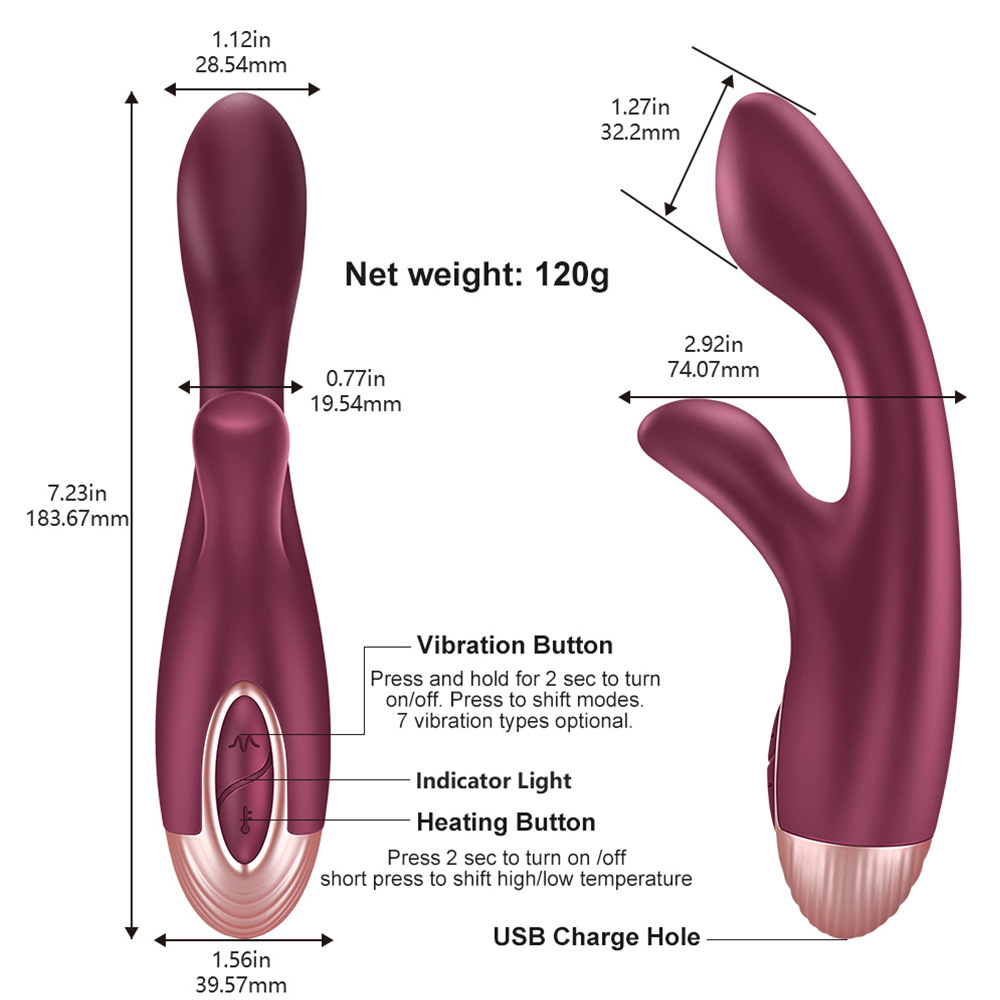 G Spot Rabbit Vibrator with Heating Function Sex Toys for Women Clitoris Stimulation Waterproof 7 Powerful Vib_voghion.com