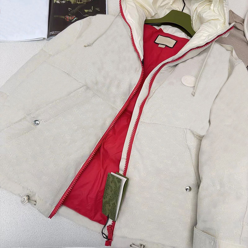 겨울 여자 재킷 파카 다운 G 코트 패션 짧은 Jacke 디자이너 스타일 슬림 의상 윈드 브레이커 포켓 레이디 따뜻한 코트 S-L