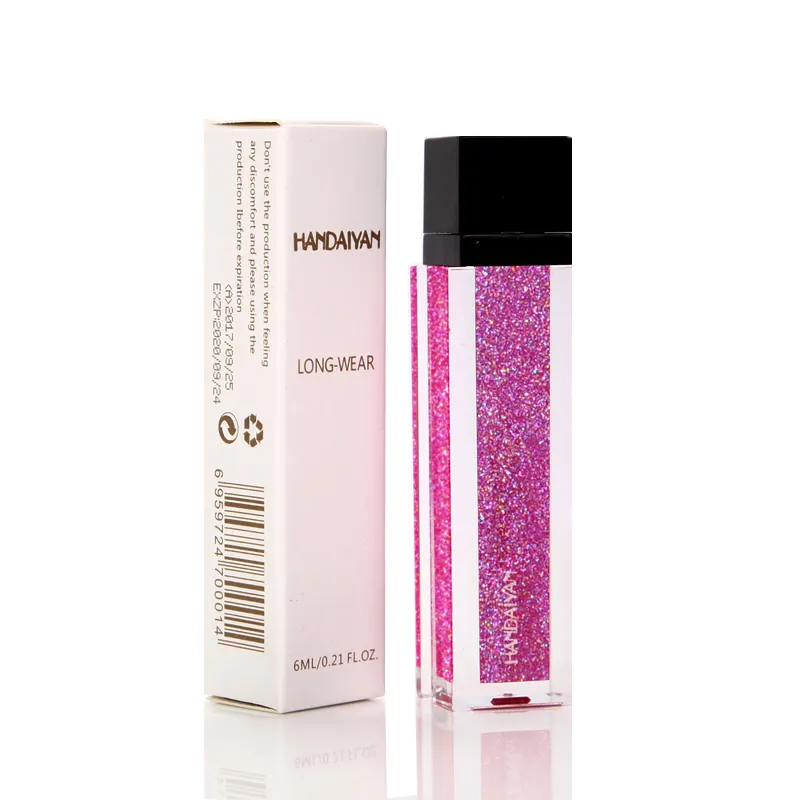 Handaiyan tubos de brilho labial luxo batom glitter ligloss pigmento fosco veludo de longa duração copo antiaderente maquiagem lipgloss