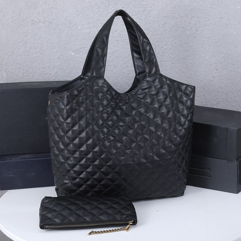 Icare Maxi Designer Tote Bags Quilted Lambskin Genuine Leather Fashion Large Capacity Shopping Luxury Casual Shoulder Handbags Women Handbag Purse Men Totes Bag