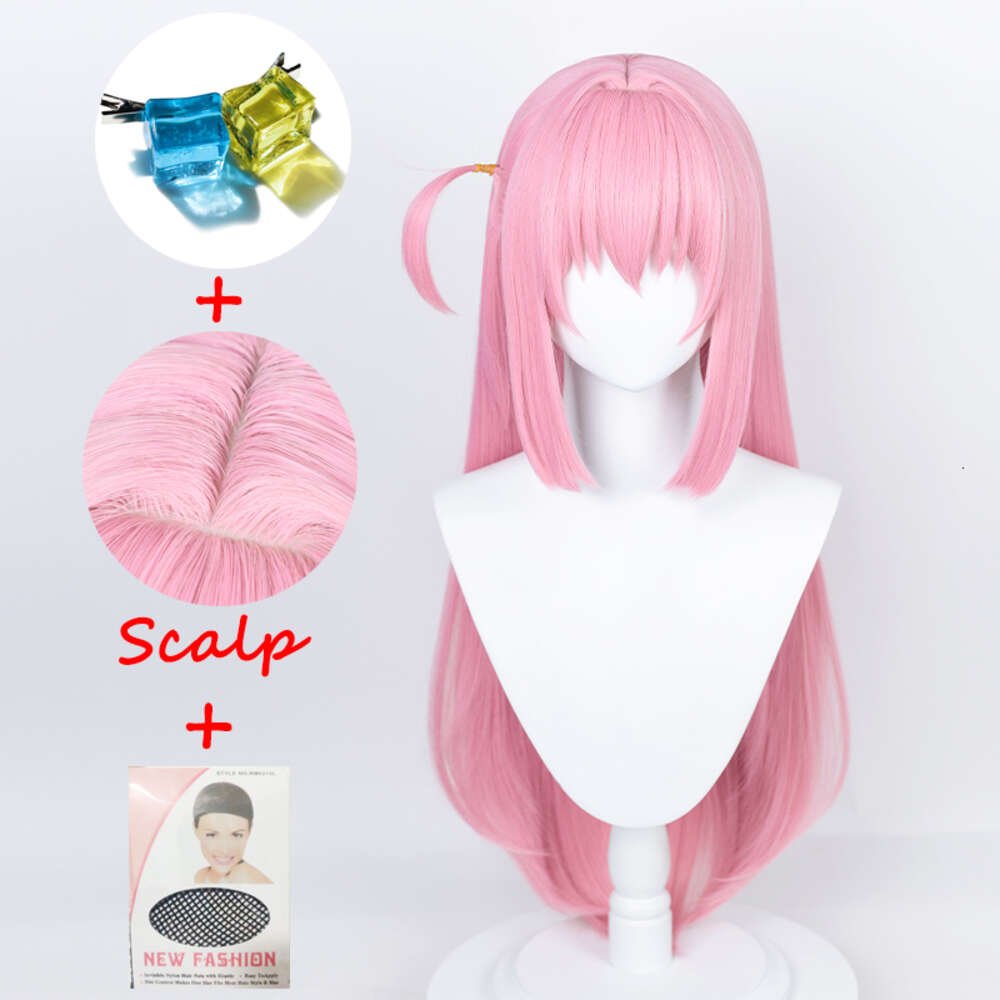 Gotou Hitori Cosplay Perücke Anime Bocchi der Rock Cosplay Kopfbedeckung Lange Rosa Gerade Hitzebeständige Synthetische Perückencosplay