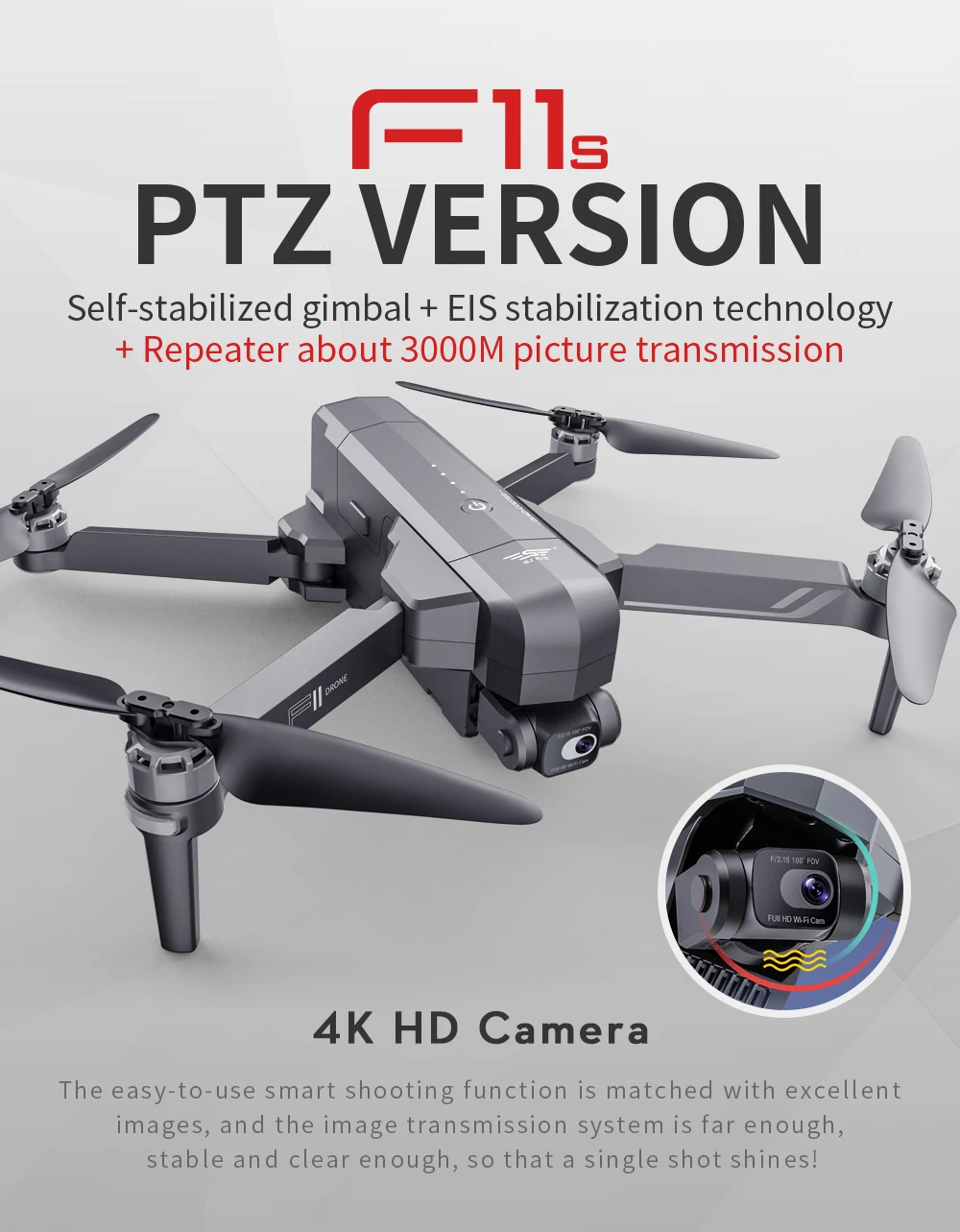 F11S Drone 4K Pro GPS 3km EIS مع كاميرا Gimbal ذات محور ثنائي المحور 5G WiFi FPV Brushless RC Quadcopter Professional Dron