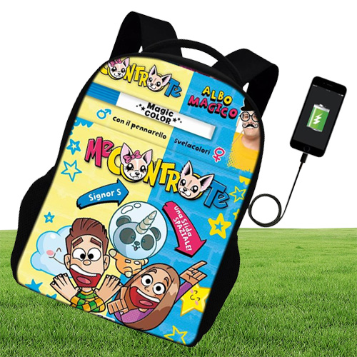 Buleflyer Me Contro Print Backpacks Boysgirls School Bags Laptop Travel Bags Teenage Notebook Backpack USB Charg