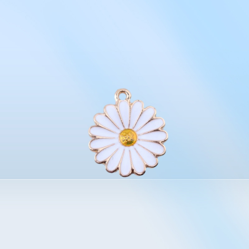 Nouvelle arrivée en vrac lot émail marguerite fleur pendentif à breloques 1821mm plaqué or 2 couleurs pour option9713214