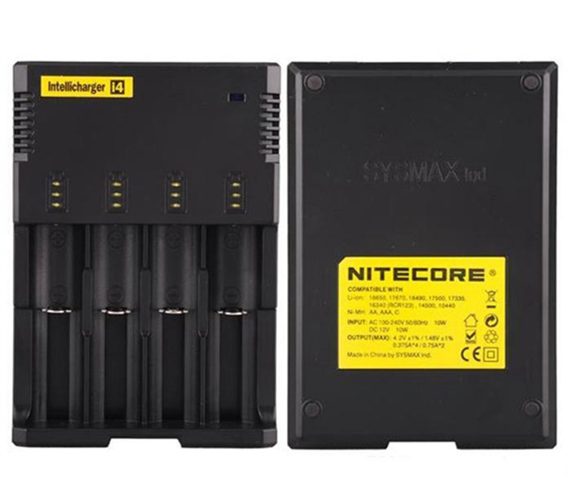 100% Authentic Nitecore NEW I4 Intellicharger Universal 1500mAh Max Output Chargers for 18650 18350 26650 10440 14500 Battery Chargers