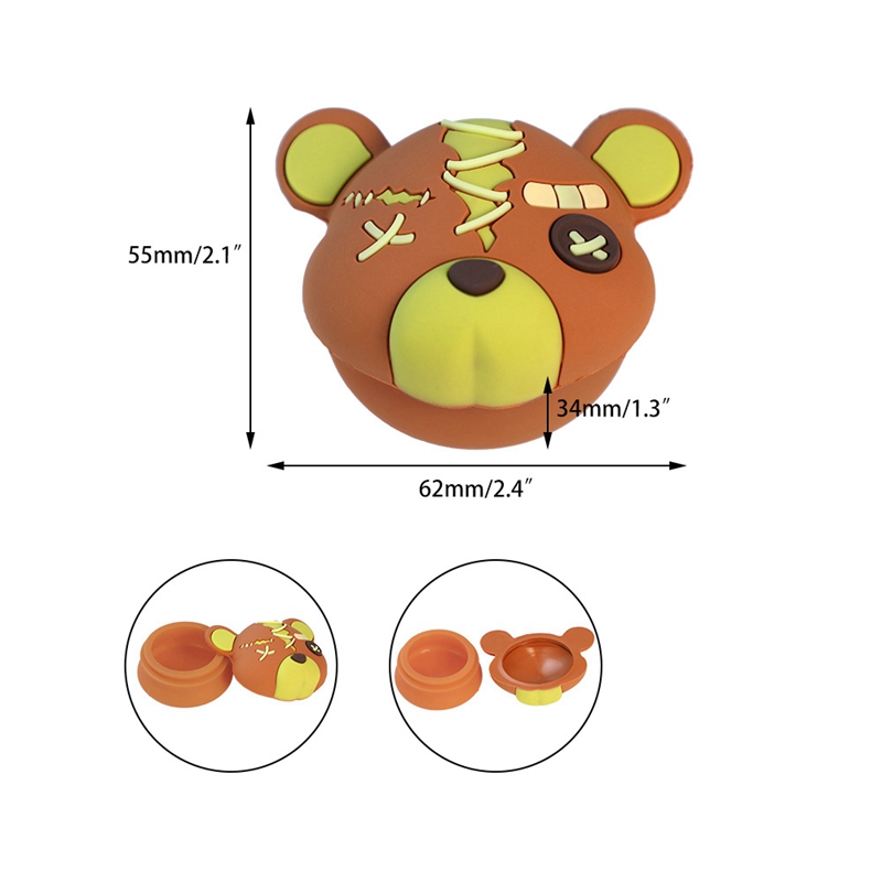 흡연 다채로운 실리콘 흉터 곰 만화 저장 용기 박스 허브 담배 왁스 오일 리그 알약 씰 스테시 케이스 휴대용 혁신적인 항아리 워터 파이프 버블러 홀더