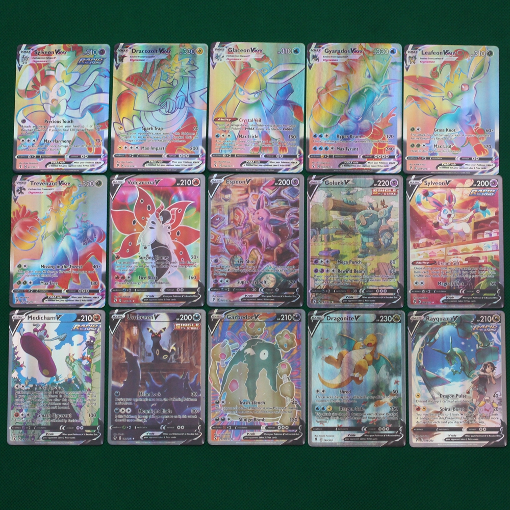 Para pokemon jogo de cartas de negociação arte completa tcg cartões vstar v vmax 100 cartão lote holo raro carte pokemon