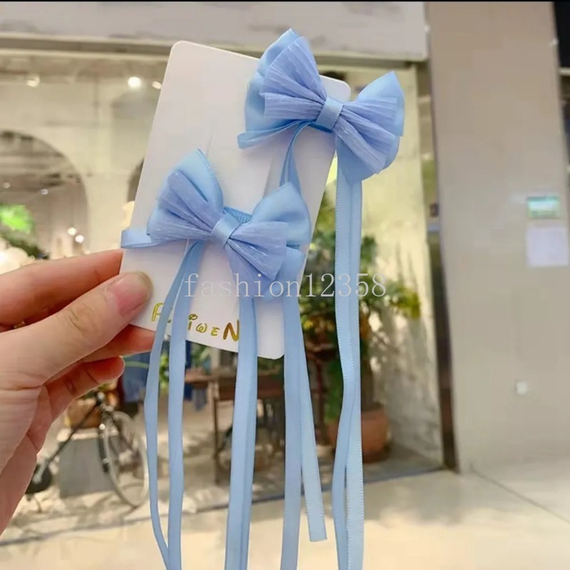 Forcine bambini Farfalla Nastro lungo Fiocco Artiglio capelli Clip laterali donne Ragazze Forcina bambini Regalo Accessori capelli feste Copricapo Ornamento