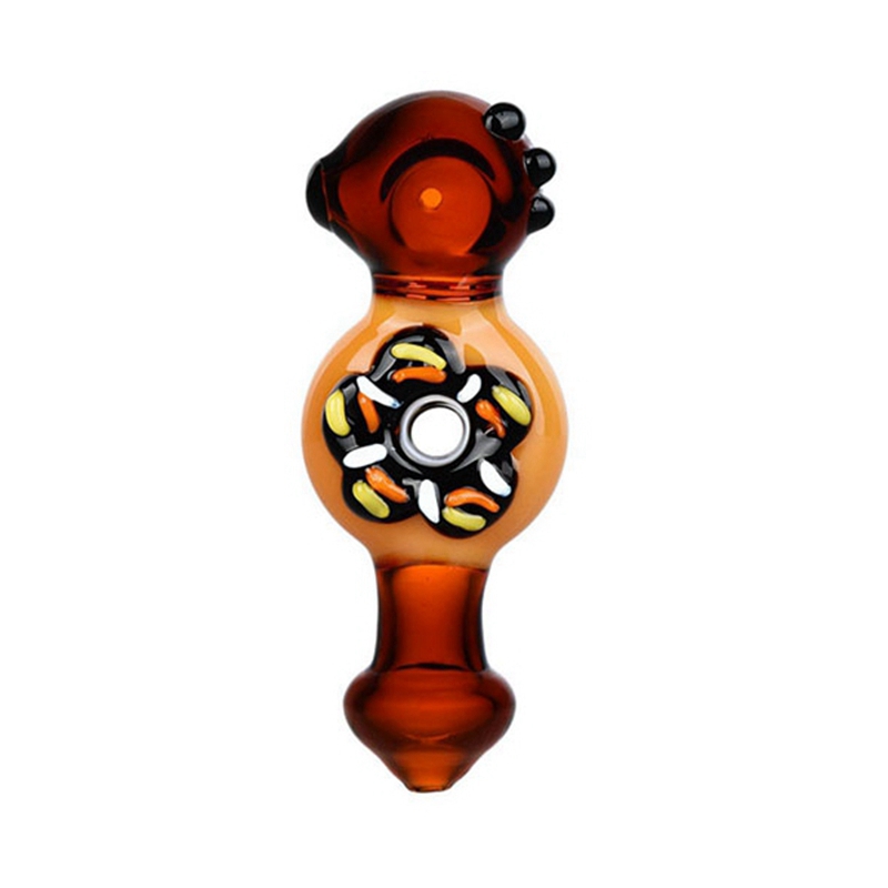 Cool Donut Style Colorful Thick Glass Pipes Dry Herb Tobacco Spoon Bowl Filter Oil Rigs Handpipes Handmade Portable Bong Smoking Cigarette Holder Tube DHL