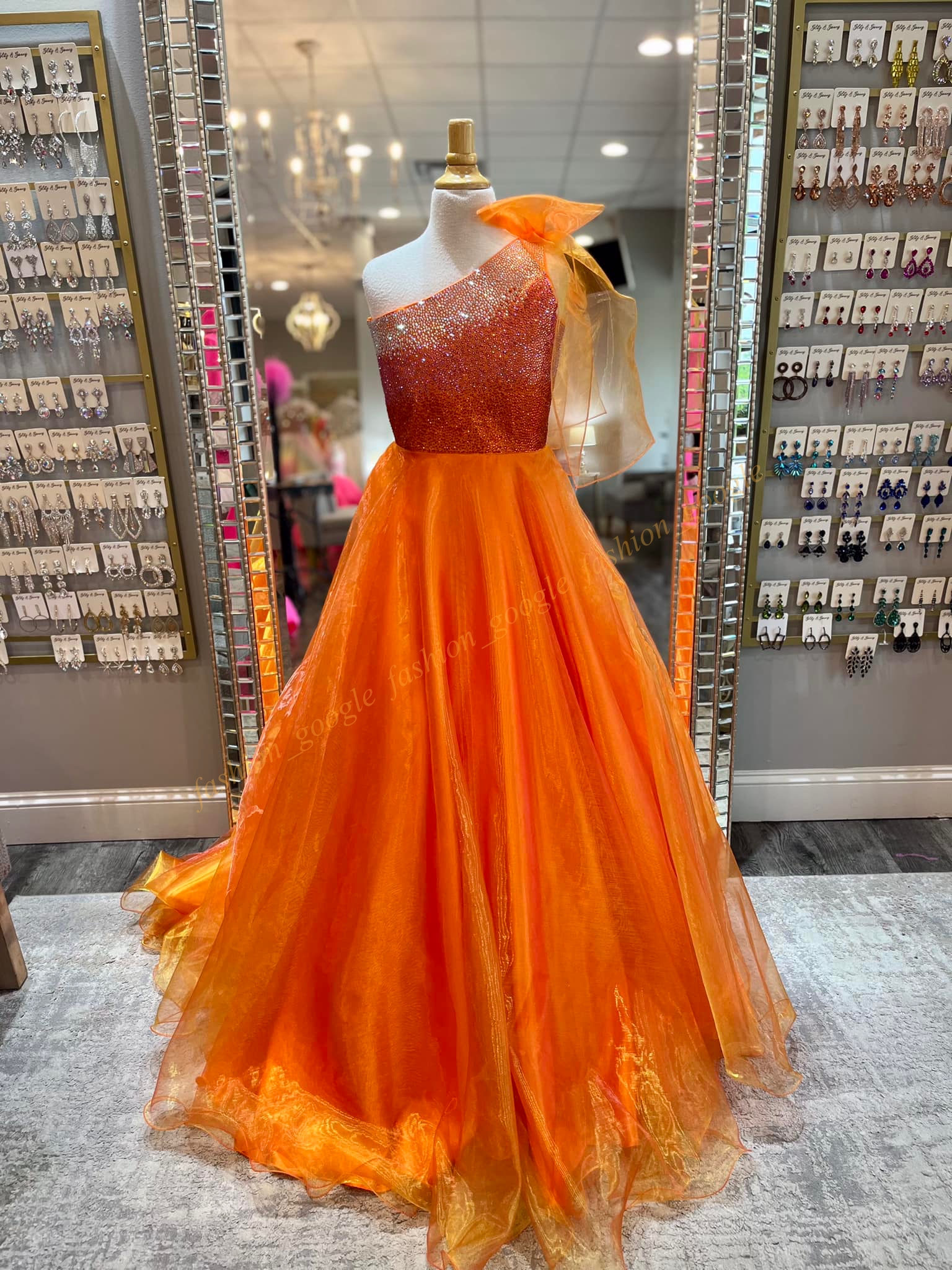 Orange Fille Préadolescents Pageant Robe 2024 Une Épaule Arc Ombre Cristaux Organza Petit Enfant Amusant Mode Piste Drame Robe De Cocktail Enfant Ado Miss Jaune Néon-Rose